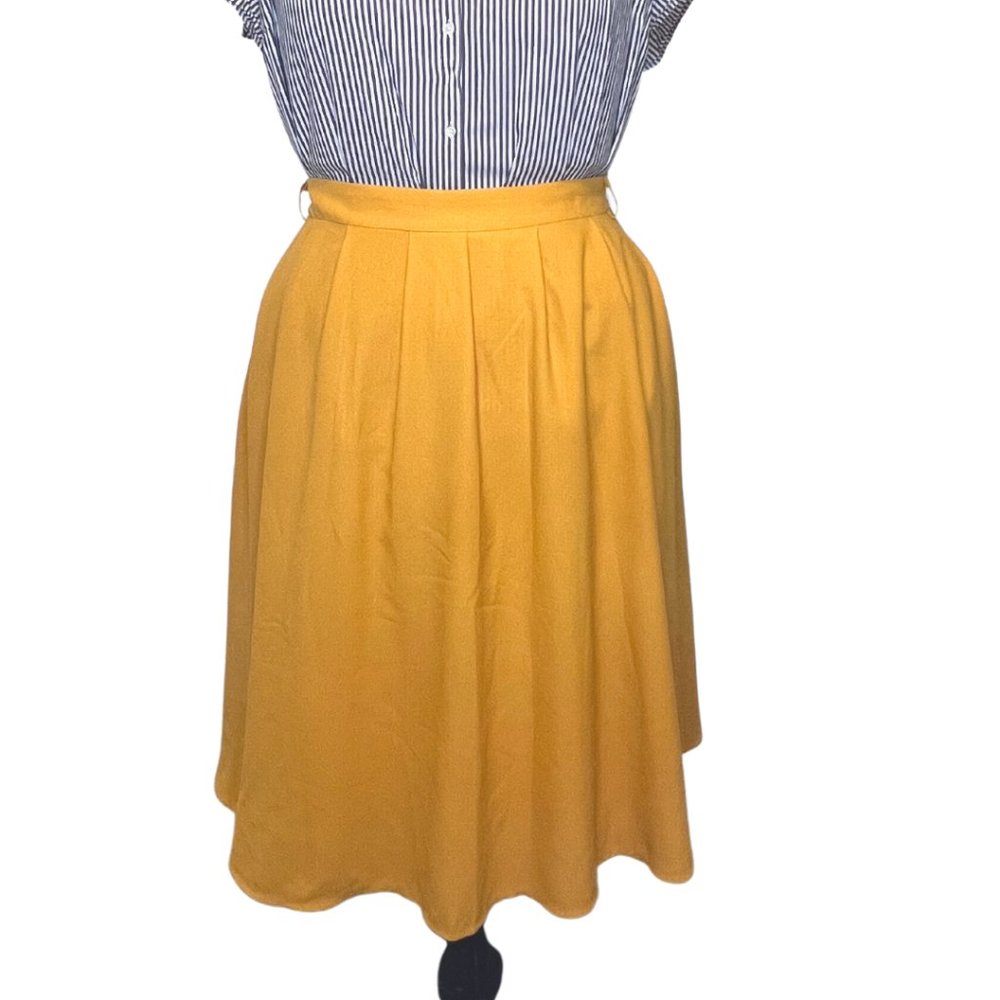 ModCloth Mustard Yellow Tiger Lilies Midi Skirt
